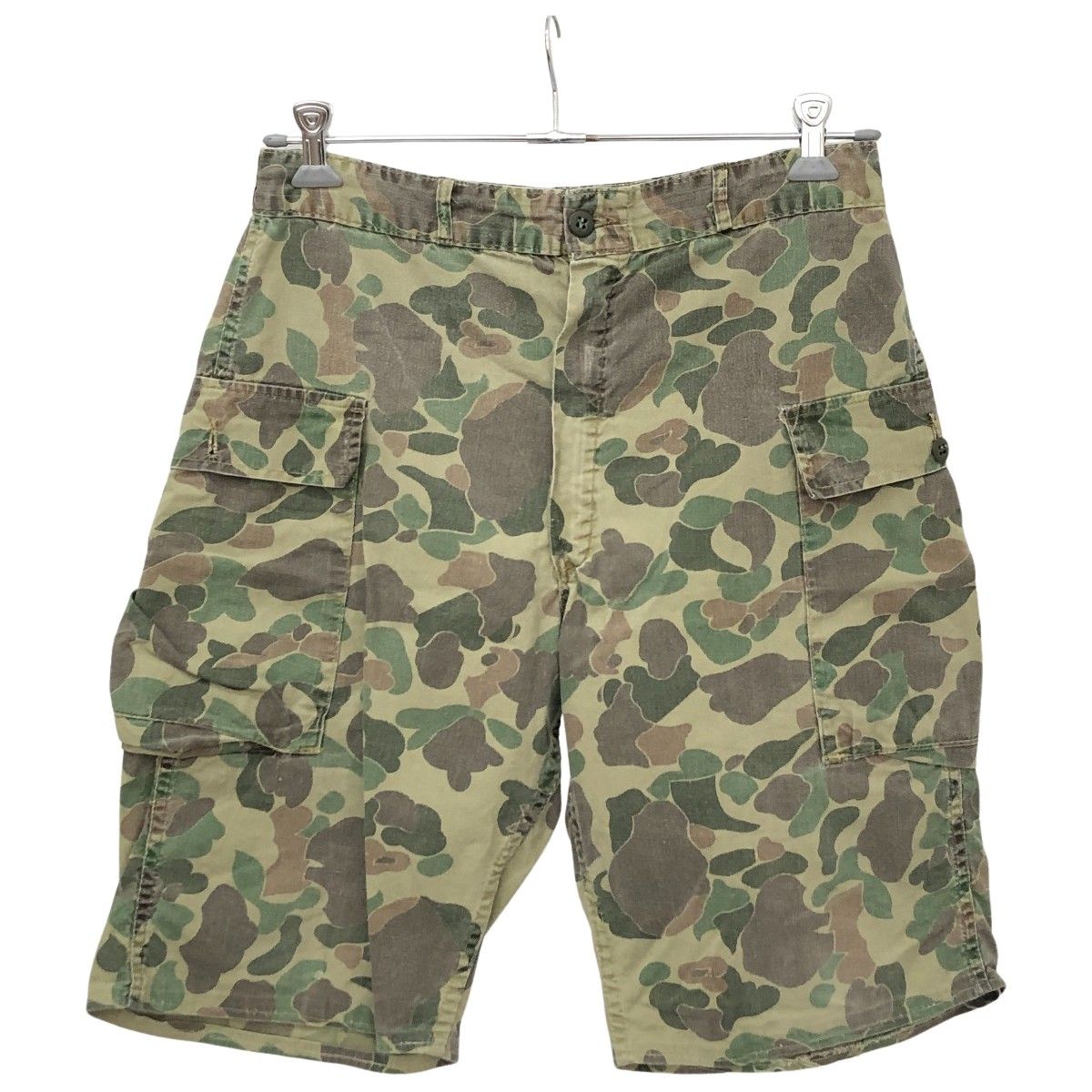 50 60 s Unknown パンツ ハーフカーゴパンツ カモフラージュ 両爪WALDESジッパー グリーン