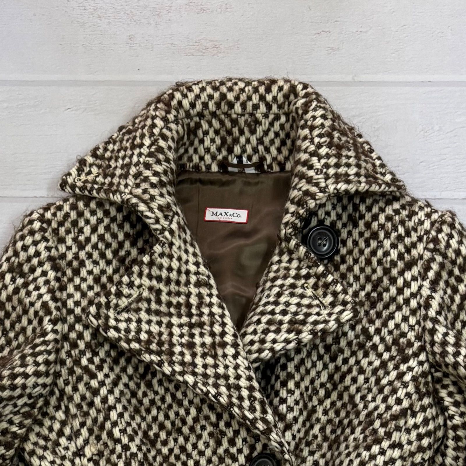 マックスマーラ MAX&CO ツイード ウールコート ベルテッド 38 美品