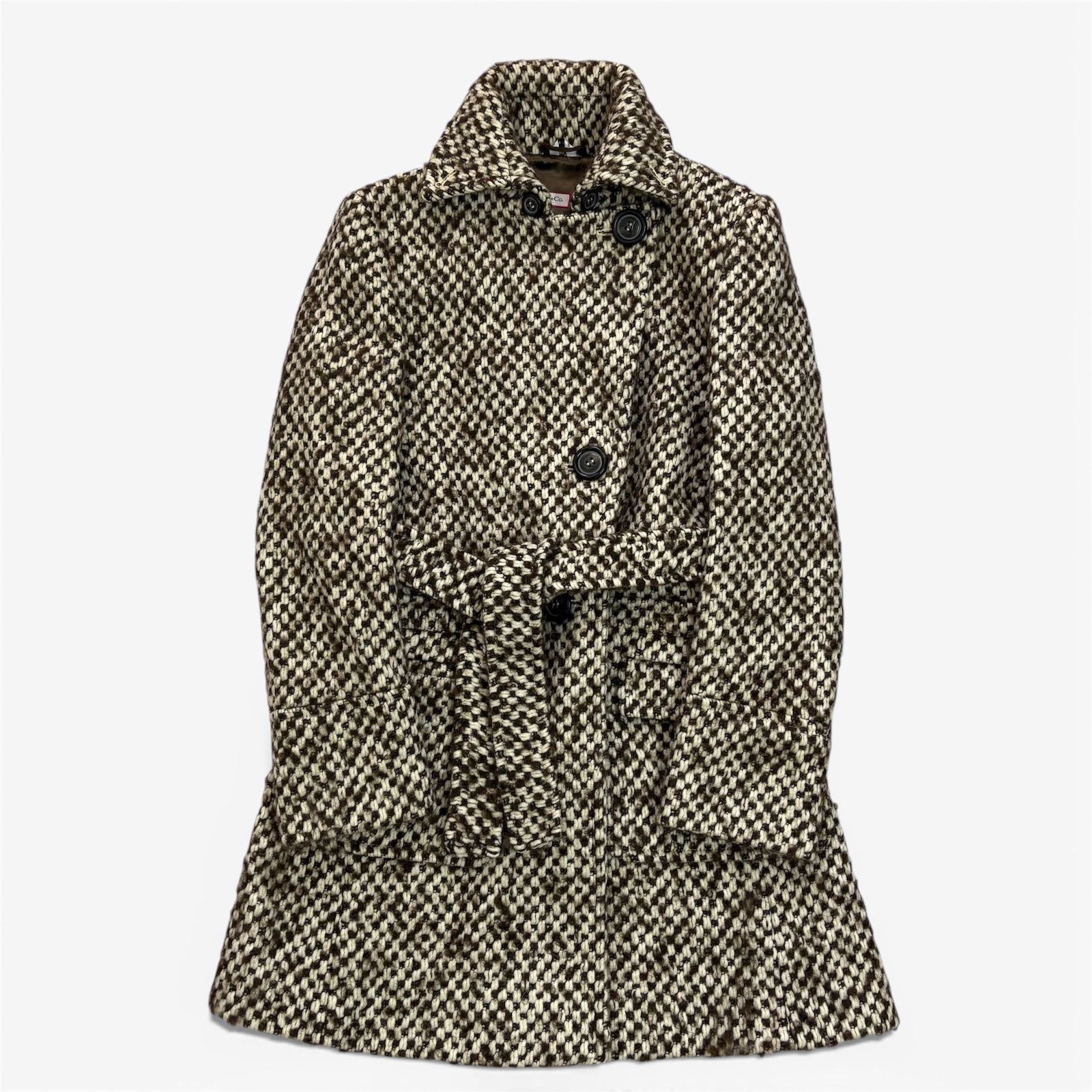 美品 MAXMARA MAX & CO ツイード ベルテッドコート ロングコート 