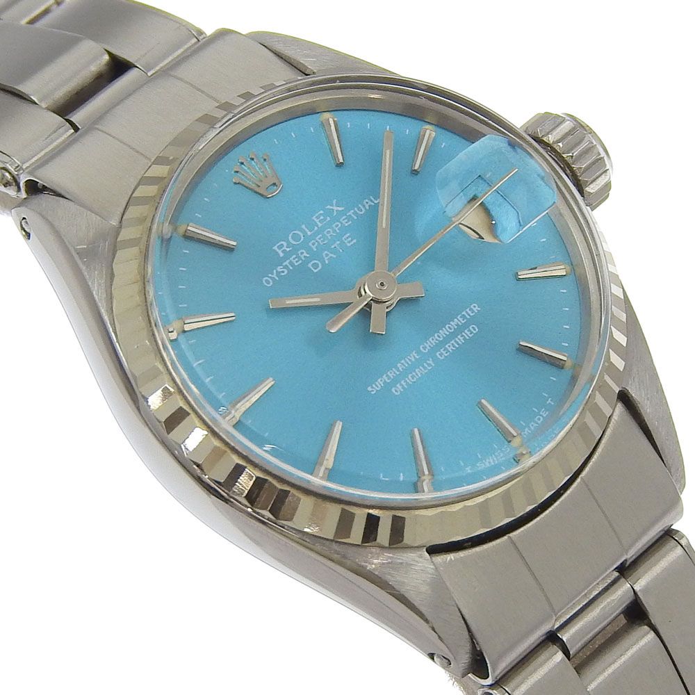 【ROLEX】ロレックス オイスターパーペチュアル デイト cal.1130 6517 ステンレススチール 自動巻き レディース 水色文字盤 腕時計 ROLEX】ロレックス オイスターパーペチュアル デイト cal.1130 6517