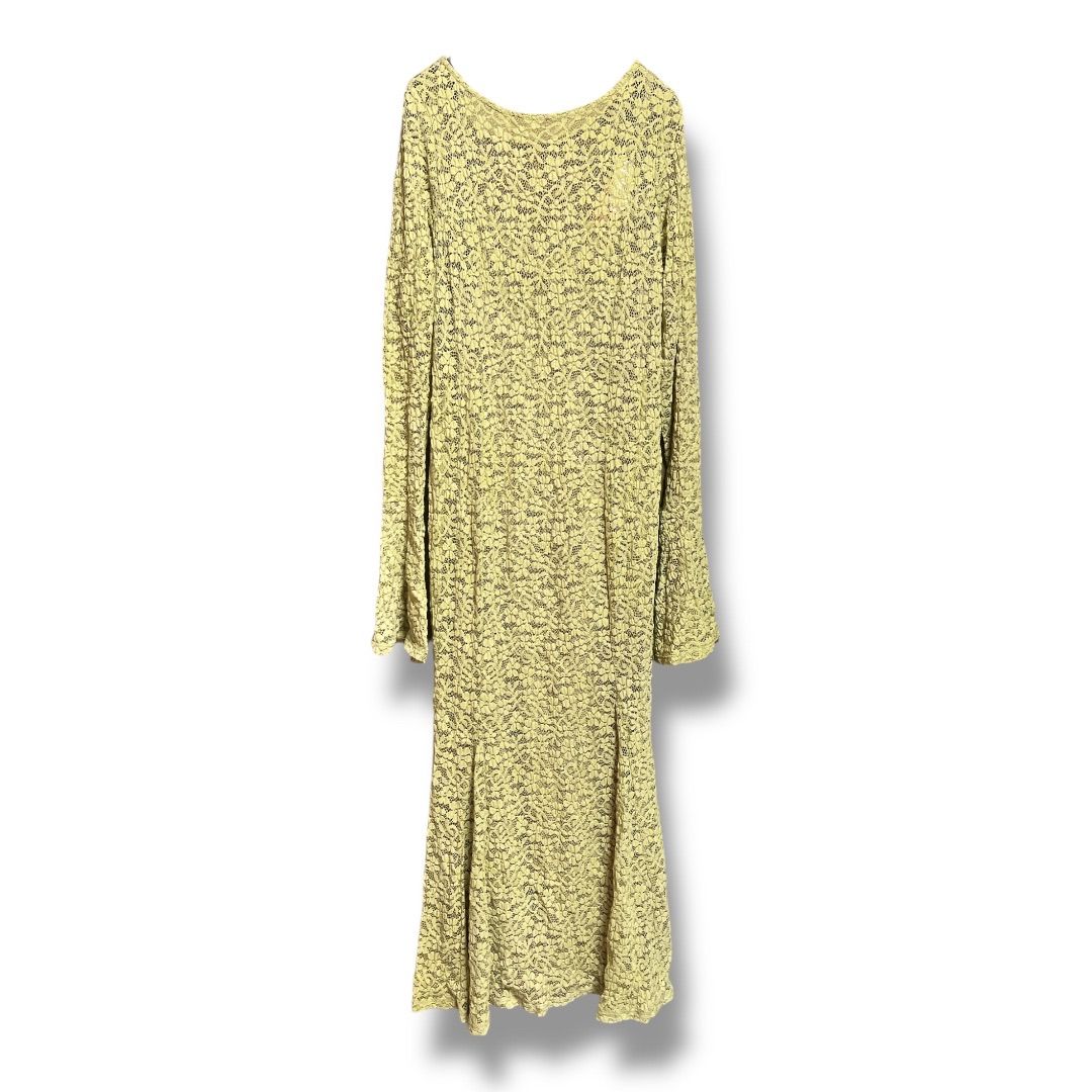 ♥ タグ付き eimy istoire エイミーイストワール シュリンクレース マーメイドワンピース 総レース ロングワンピース キャミワンピース付き 定価13000円 レディース ピスタチオグリーン サイズF 春 23 No K 1154