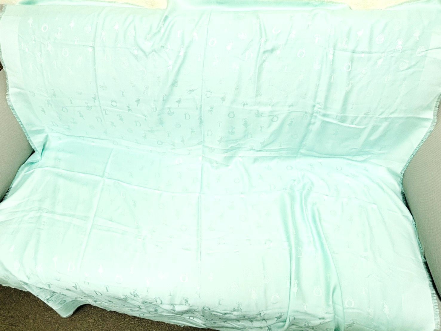  Christian Dior クリスチャンディオール ルレックス SO ロゴ モノグラム 大判ストール ショール ジャガード シルク ウール ミントブルー K 29801 ストール ショール 小物