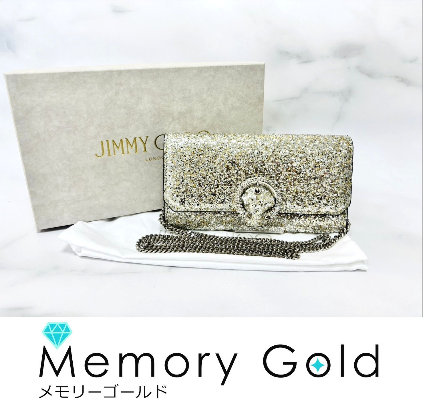 ☆JIMMY CHOO ジミーチュウ ウォレット ウィズチェーン PLATINUM 
