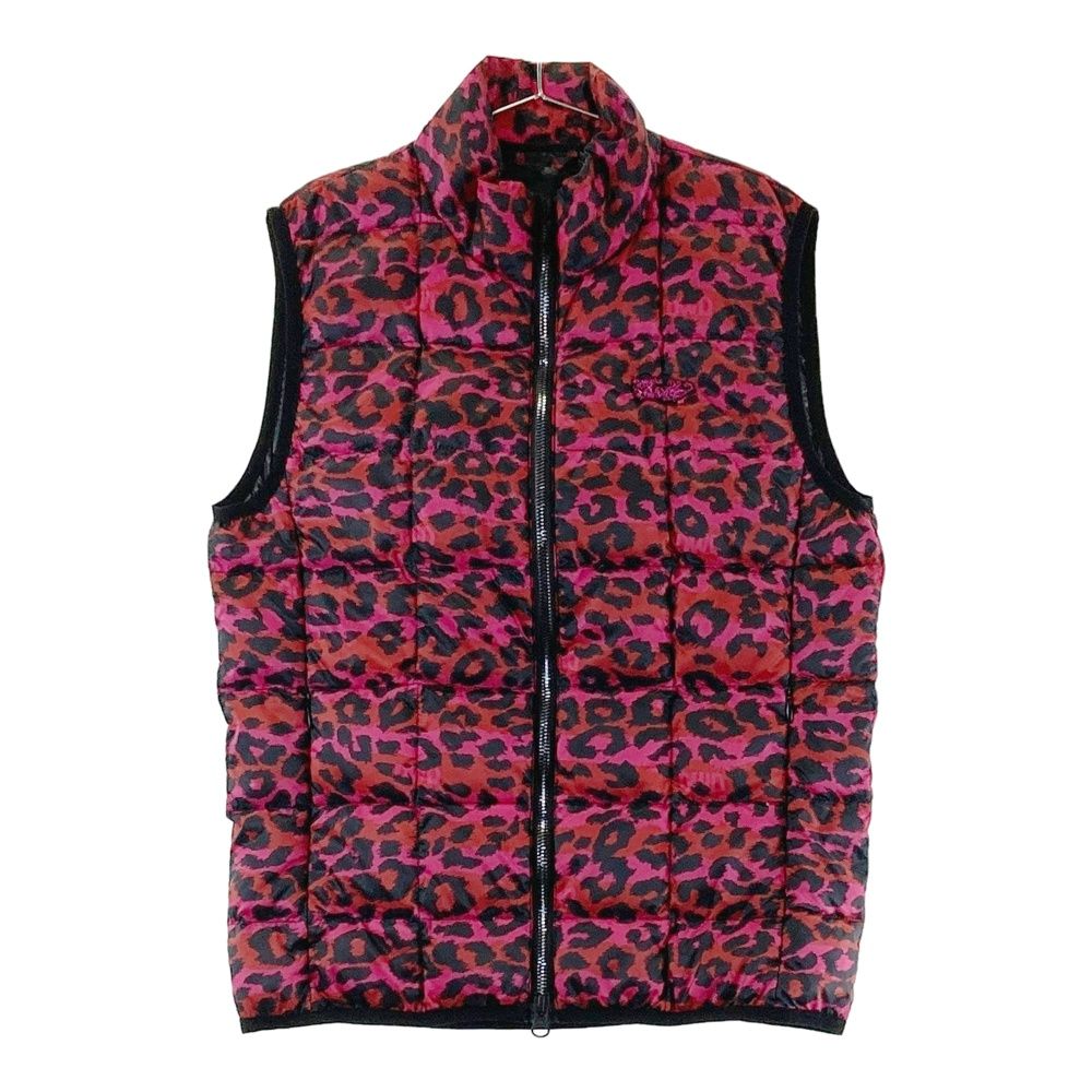 サイズ 2 DANCE WITH DRAGON ダンスウィズドラゴン ダウンベスト レオパード ピンク系 ゴルフウェア レディース ストスト