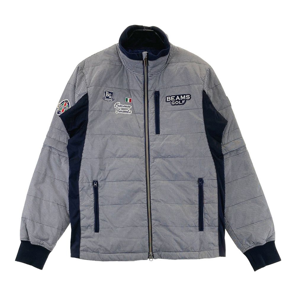 サイズ L BEAMS GOLF ビームスゴルフ 2 WAY ダウンジャケット 千鳥総柄 ネイビー系 ゴルフウェア メンズ ストスト