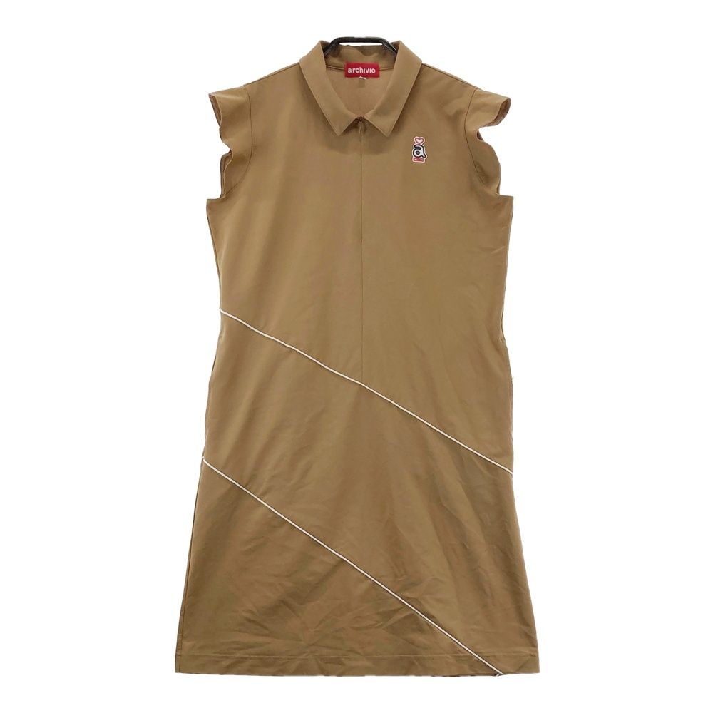 サイズ 36 アルチビオ ハーフジップ半袖ポロワンピース ブラウン系 ゴルフウェア レディース ストスト