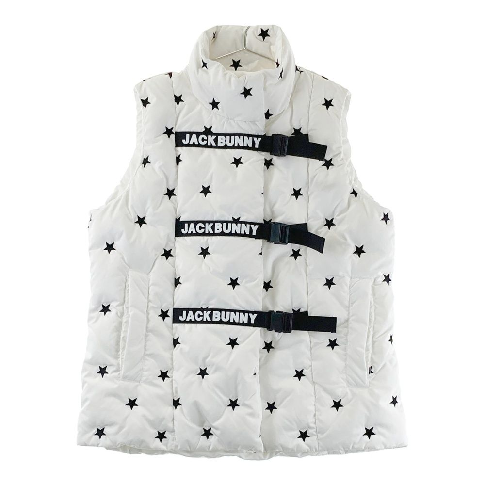 サイズ 1 JACK BUNNY ジャックバニー ダウンジップベスト 星刺繍柄 ホワイト系 ゴルフウェア レディース ストスト