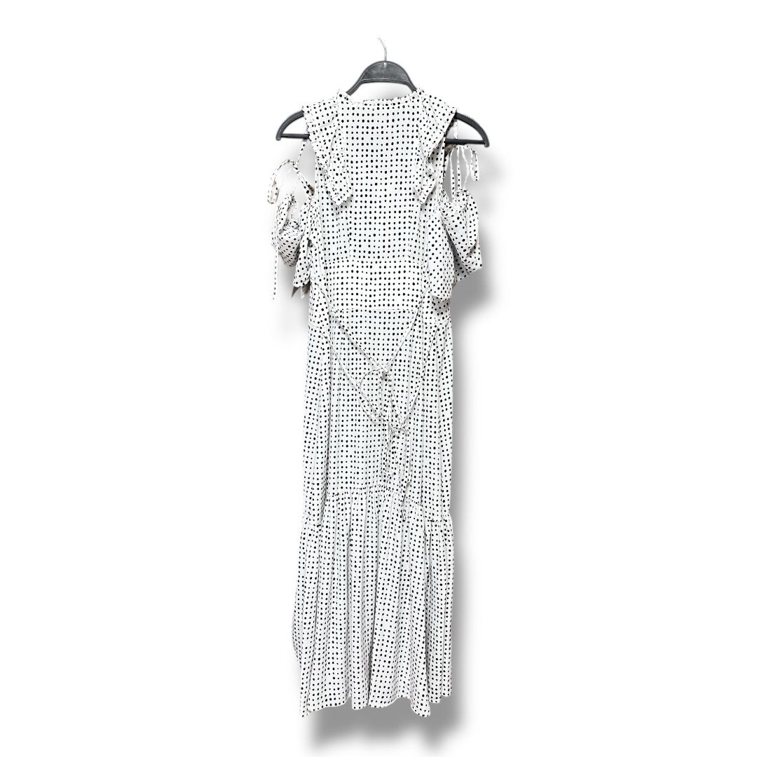 SNIDEL スナイデル フリルオーバーワンピース ドット柄 キャミワンピース付き フリル ロングワンピース リボン フ ワンピース レディース サイズ0 ホワイト 夏 23 No K 1155