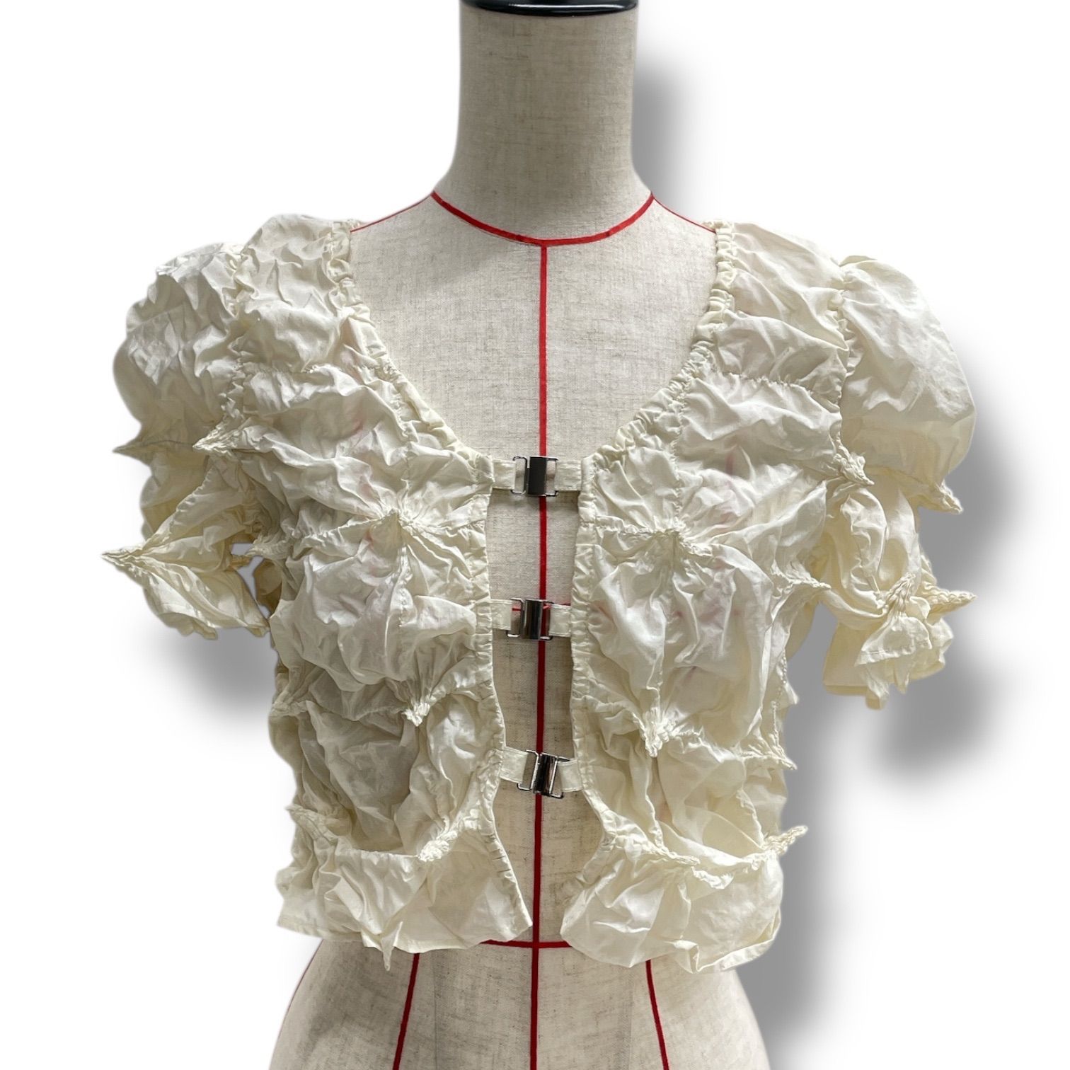 JOSE MOON ジョゼムーン 2 WAY TOPS GROSSY アリマツシボリ トップス ギャザー クリーム サイズF レディース 夏 ゴーゴー No 1435