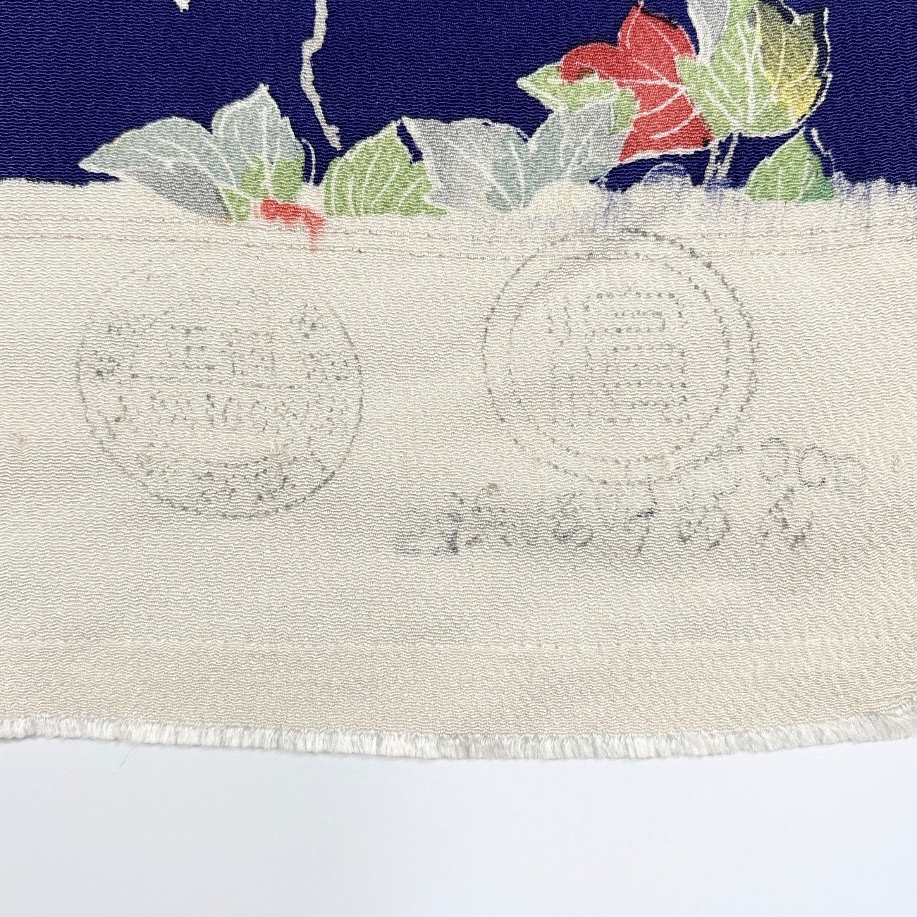  小紋 反物 1本 正絹 着物まとめ売り 同梱 リメイク用 青 花柄 和裁練習用 1021 小紋 着物反物