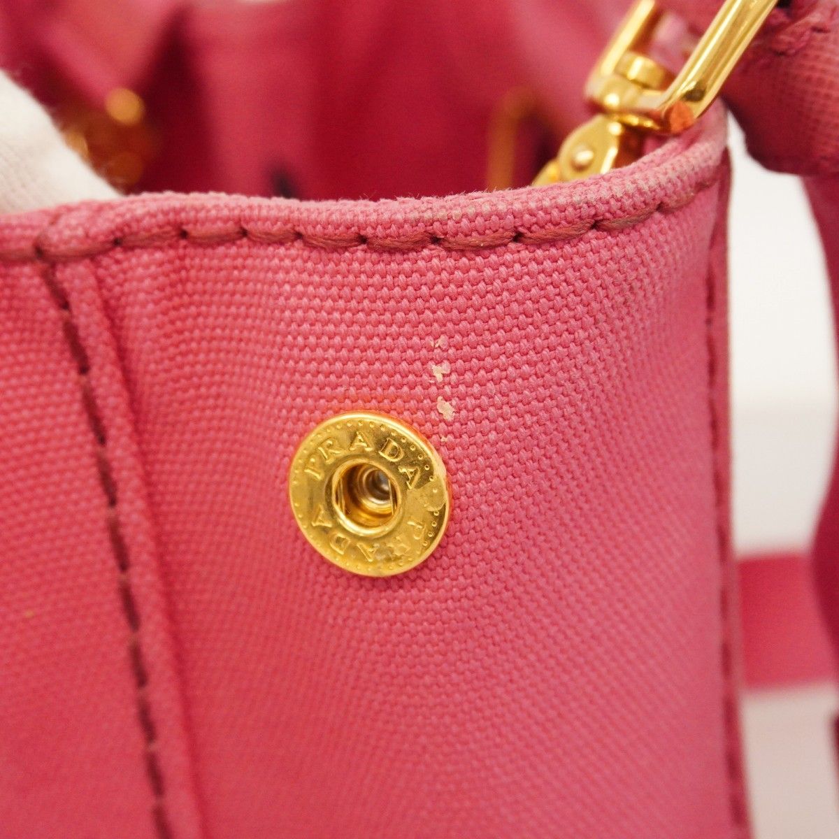 5pe7119-k】プラダ トートバッグ カナパ キャンバス ピンク ゴールド