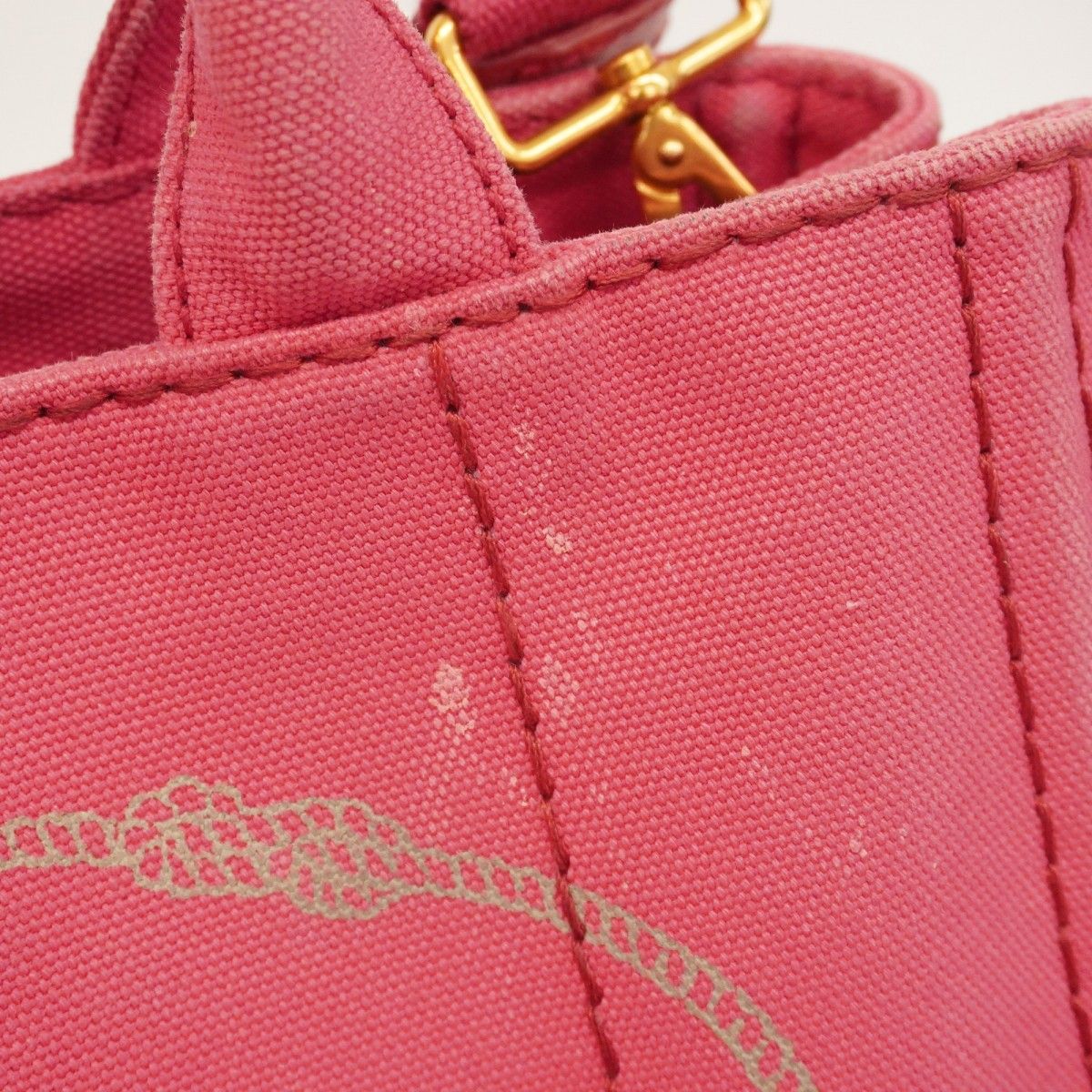 5pe7119-k】プラダ トートバッグ カナパ キャンバス ピンク ゴールド