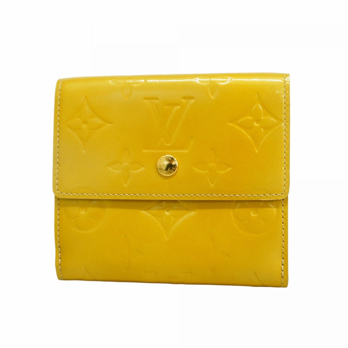 5 pe 6964 k ルイヴィトン 三つ折り財布 ヴェルニ ポルトモネビエカルトクレディ M 91167 ベージュ レディース