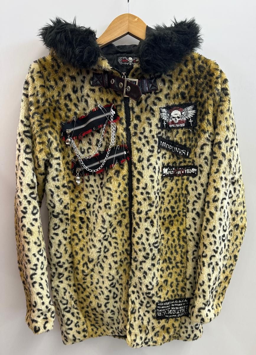 品 MAD PUNKS マッドパンク 猫耳 レオパード柄 ヒョウ柄 パーカー Lサイズ 2601061