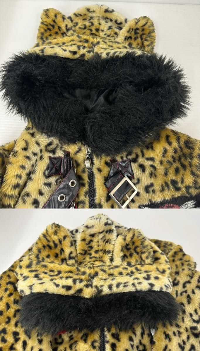 中古品】MAD PUNKS マッドパンク 猫耳 レオパード柄 ヒョウ柄 パーカー