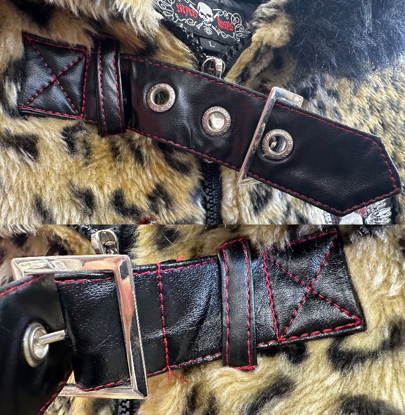 中古品】MAD PUNKS マッドパンク 猫耳 レオパード柄 ヒョウ柄 パーカー