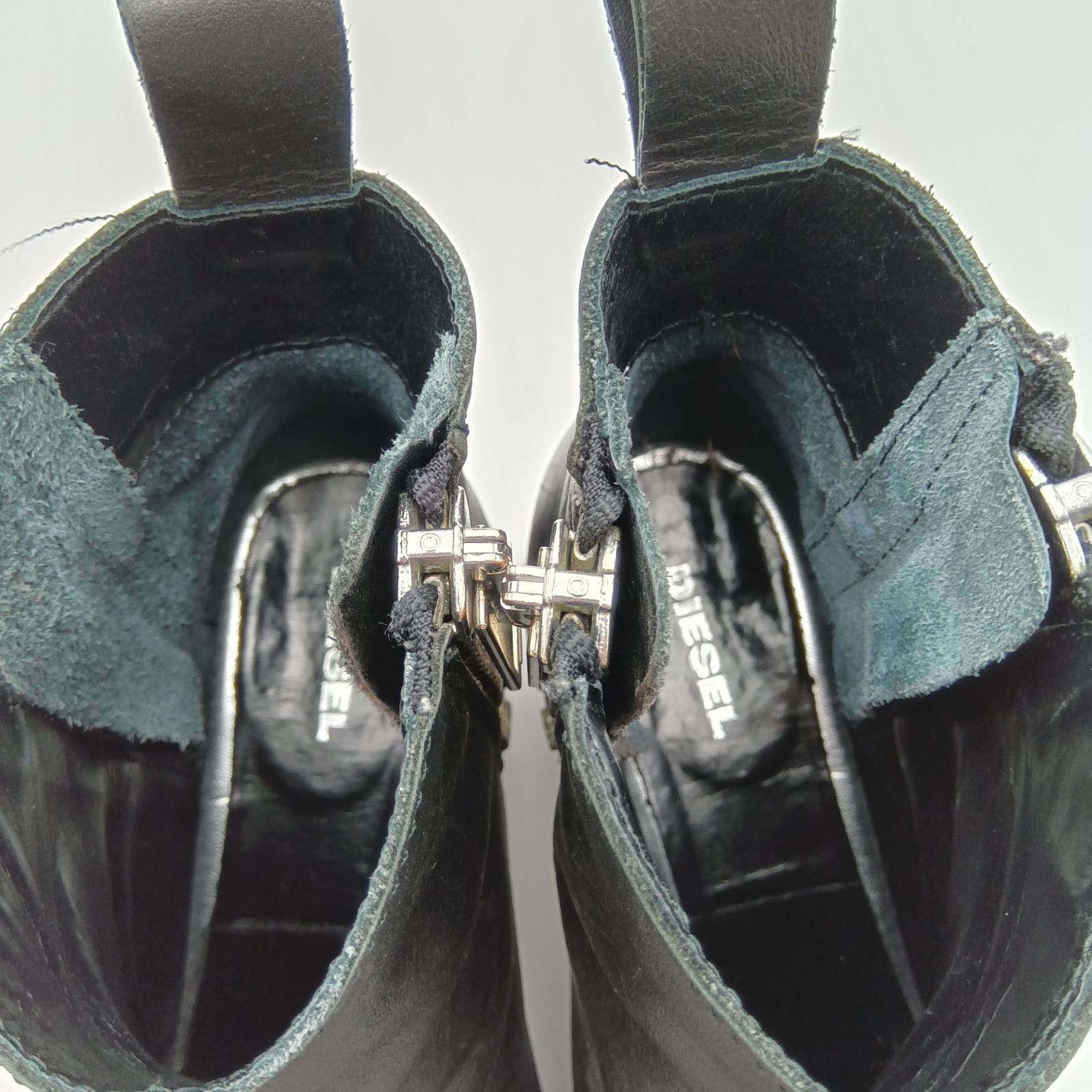  DIESEL ディーゼル ショーツブーツ Wファスナー ブラック EU 38 メンズ E-1-1 その他 ブーツ 革靴