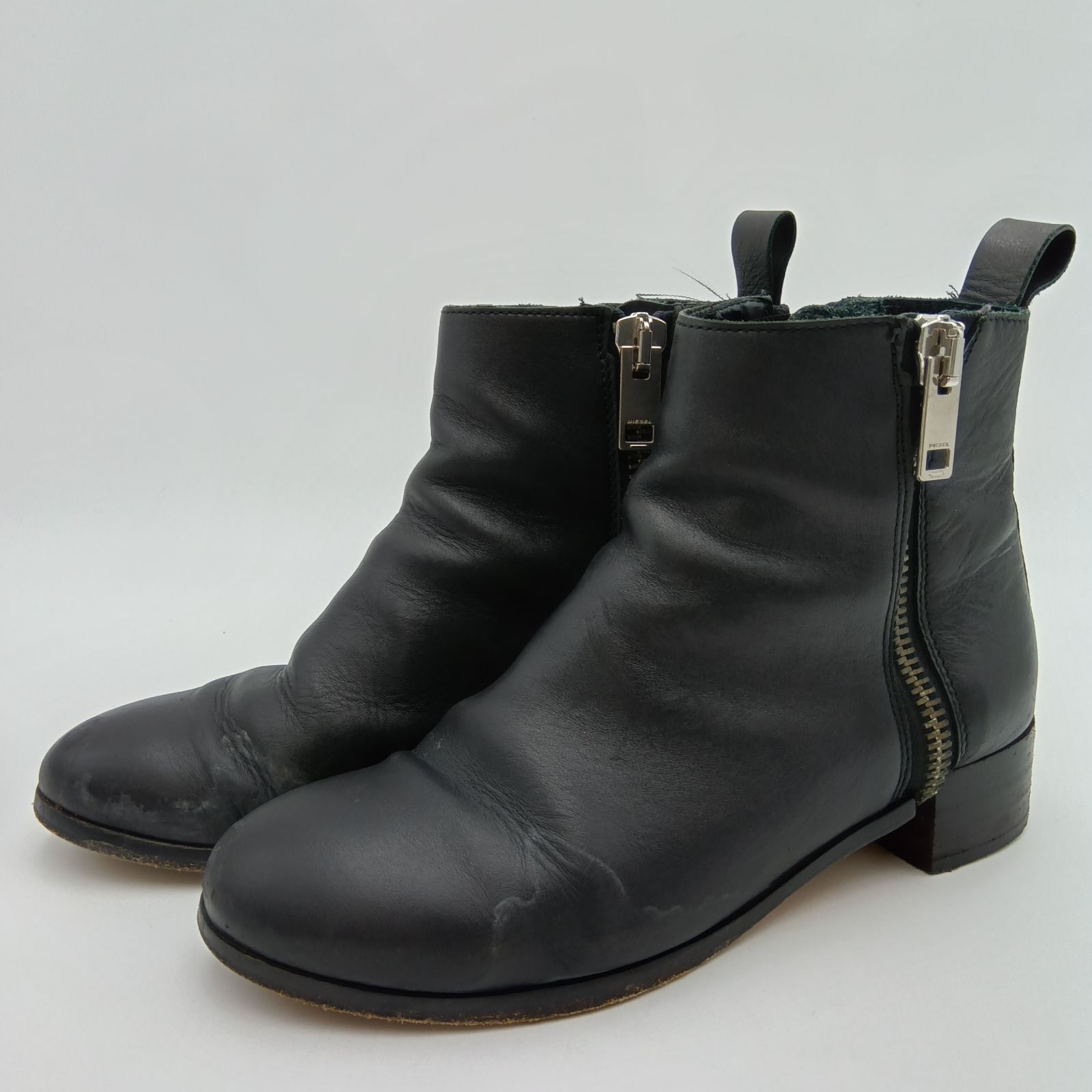 DIESEL ディーゼル ショーツブーツ Wファスナー ブラック EU 38 メンズ E-1-1
