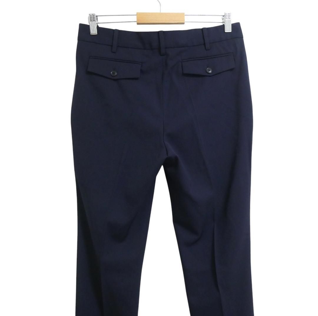  サルヴァトーレフェラガモ サイズ42 裾ベルト ストレッチ テーパード パンツ スラックス ウール 紺 ネイビー レディース スラックス パンツ