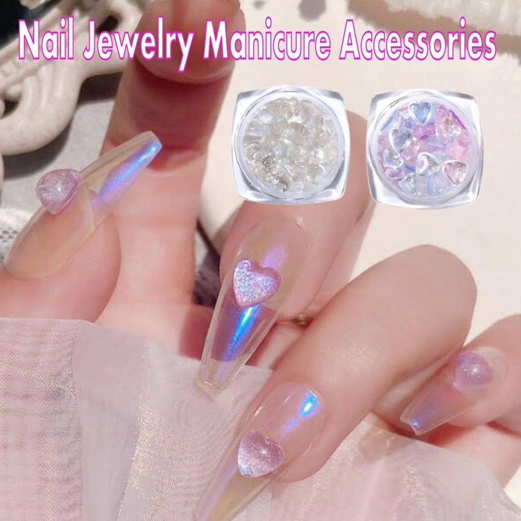 HappyHome ネイルパーツ ハート型 透明 約100個セット 5mm 6mm ラメ