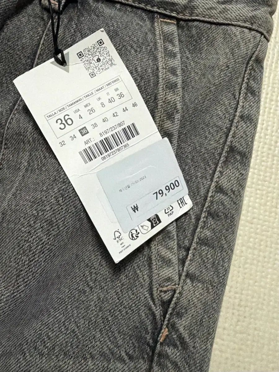  ZARA ウォッシュ ブーツカット カーゴパンツ 36 その他 デニム ジーンズ