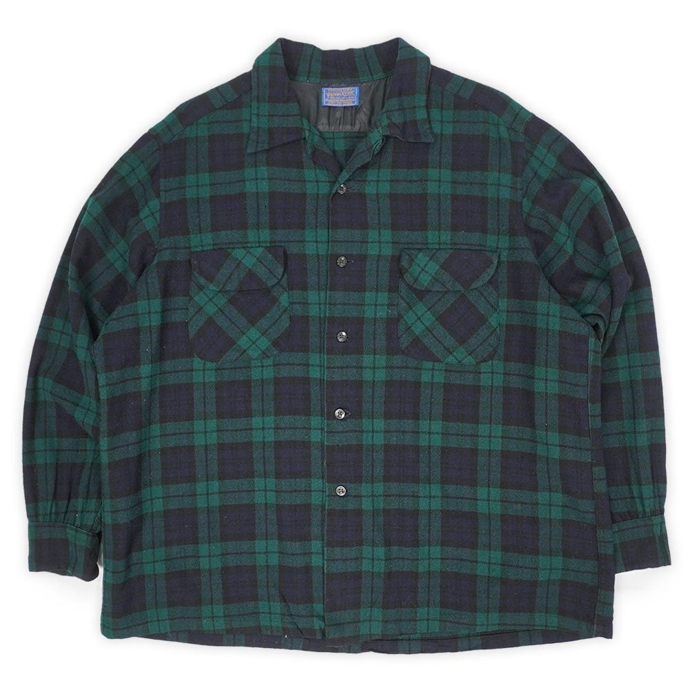 【デッドストック】ペンドルトン 1960s ヴァージンウール ボードシャツ XL 60s PENDLETON ウール チェック 開襟シャツ ボードシャツ オープン