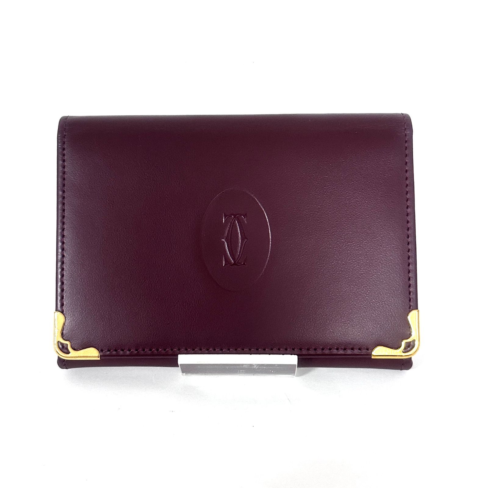 SD 4294 Cartier カルティエ マストライン ボルドー レザー 二つ折り 名刺入れ カードケース パスケース