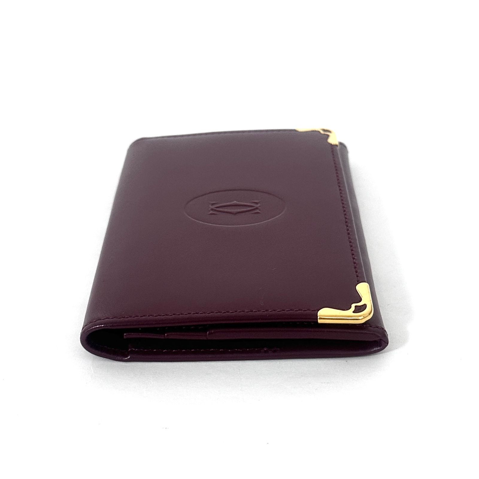  SD 4294 Cartier カルティエ マストライン ボルドー レザー 二つ折り 名刺入れ カードケース パスケース カードケース 小物