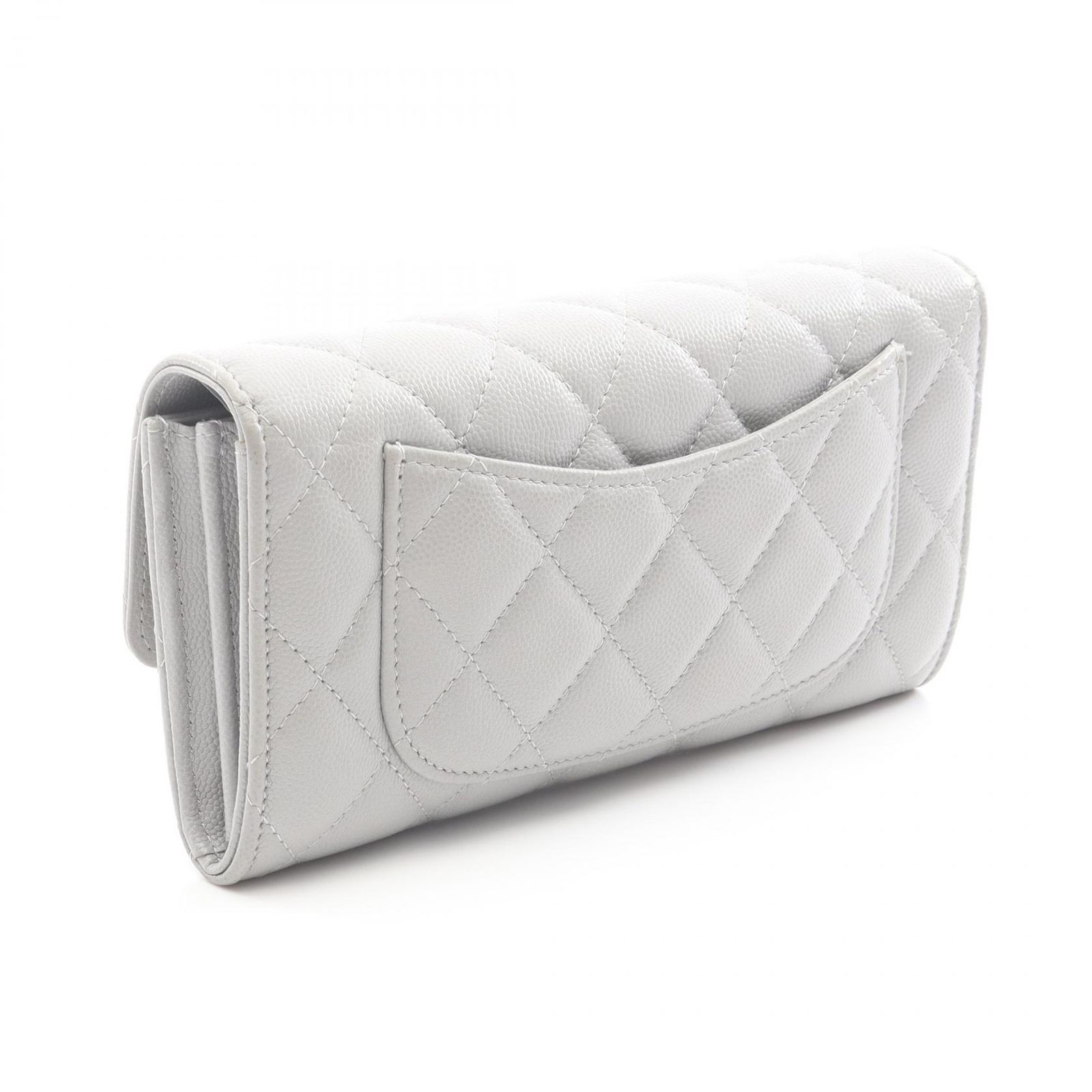 CHANEL シャネル長財布 マトラッセ フラップウォレットシルバー金具 CHANEL シャネル長財布 マトラッセ フラップウォレットシルバー金具