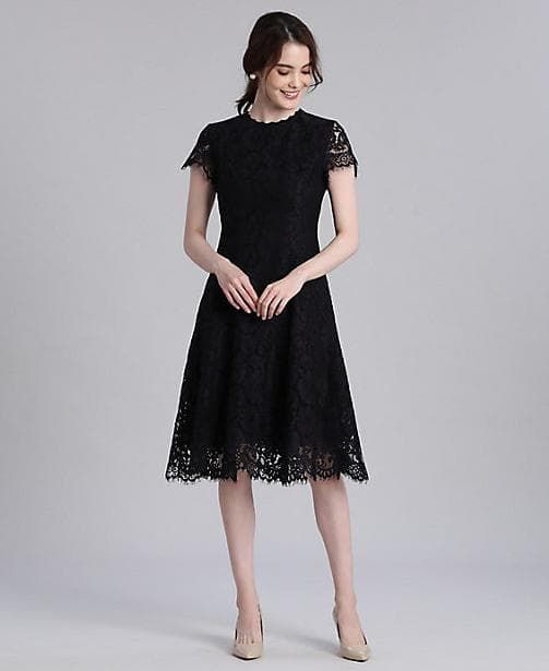 ♥タグ付き マーリエ ル カセット ラッセルレースワンピース ネイビー