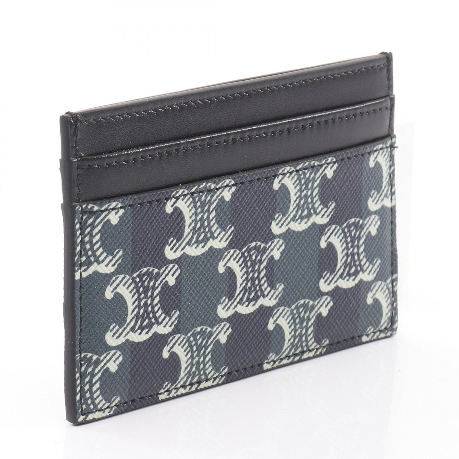 セリーヌ CELINE カードケース ミディアム カードホルダー トリオンフ ブラック ネイビーブルー レザー メンズ