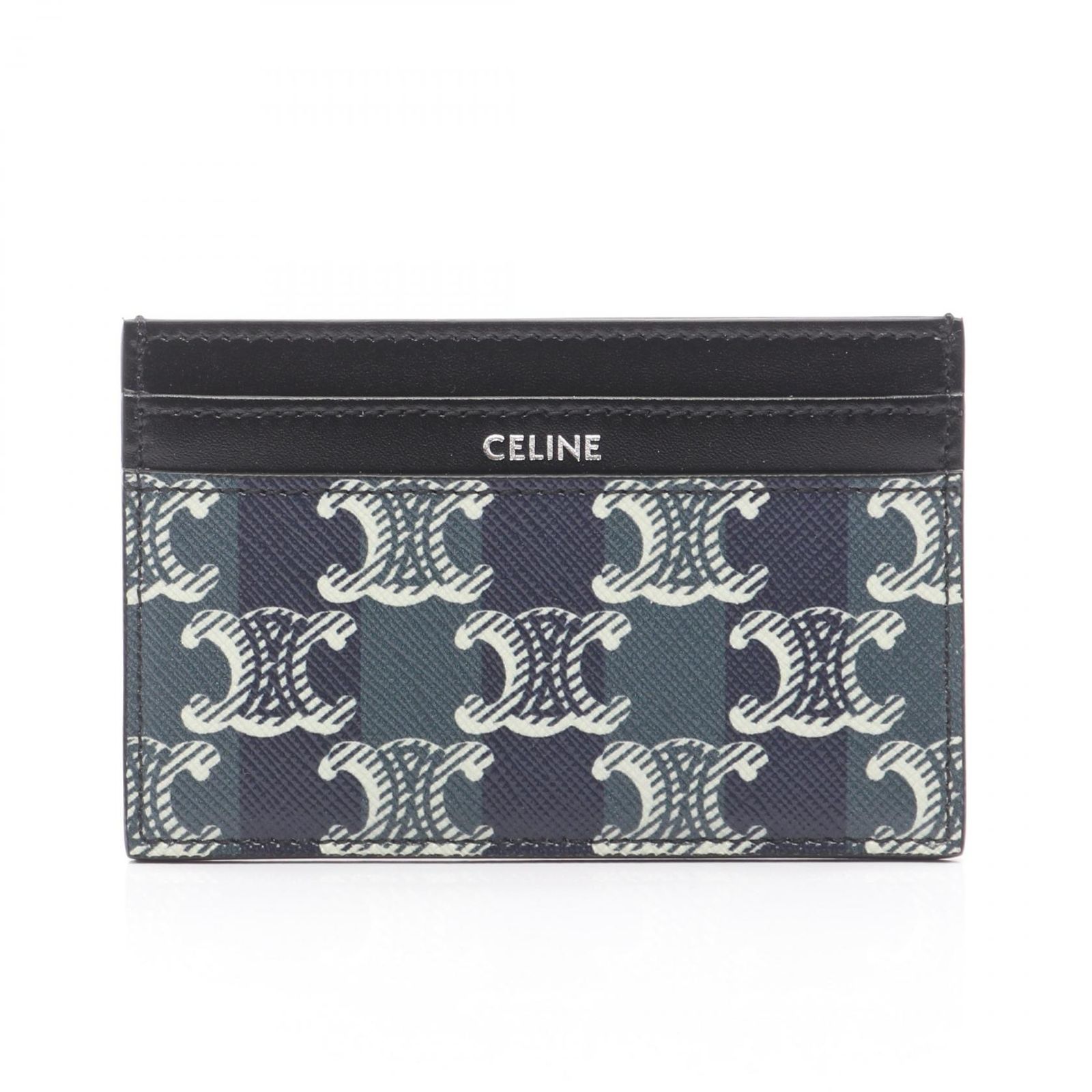 セリーヌ CELINE カードケース ミディアム カードホルダー トリオンフ ブラック ネイビーブルー レザー メンズ