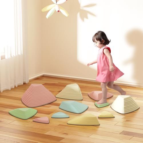 ンスストーン ンスブロック ンスボード セット 子供 ンス 飛び石 平均台 体幹トレーニング 耐荷重70 kg 運動 知育玩具 マカロン 三角型 m