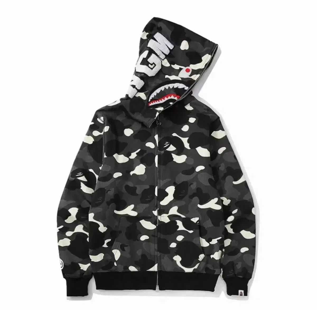 BAPE シャーク WHO フード ブラック カモ