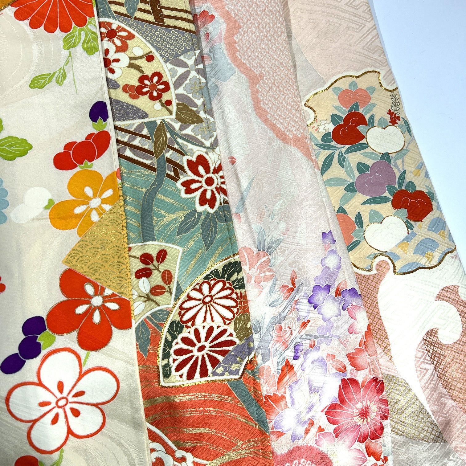 振袖 正絹 着物まとめ売り 同梱 リメイク用 着付け練習用 A 023