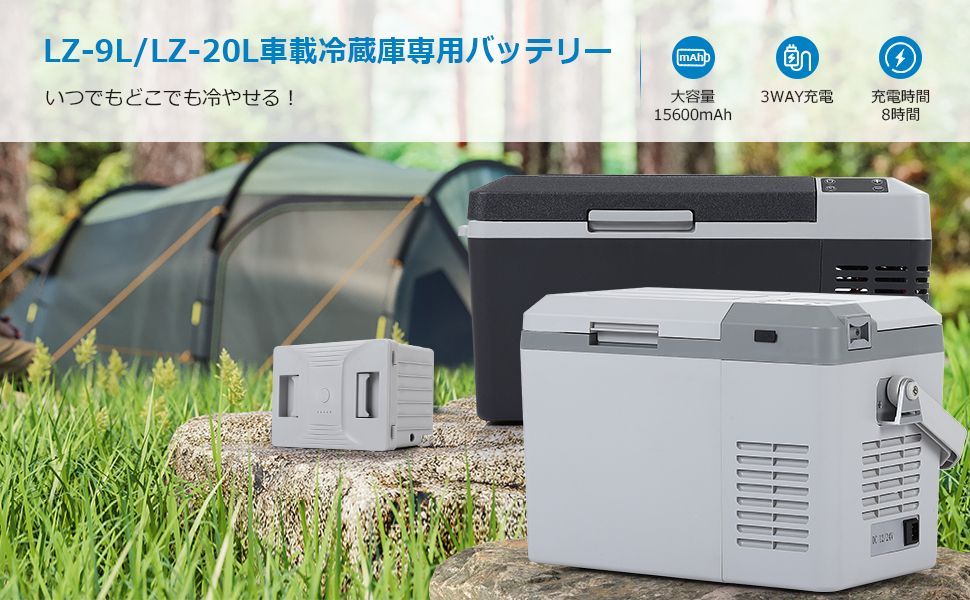 Litake 9L ポータブル車載冷蔵庫 バッテリー内蔵 (DC12V/24V AC100V