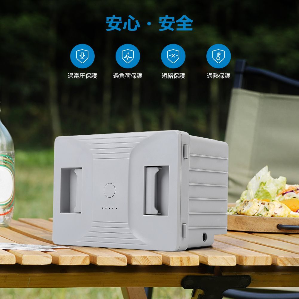 Litake 9L ポータブル車載冷蔵庫 バッテリー内蔵 (DC12V/24V AC100V