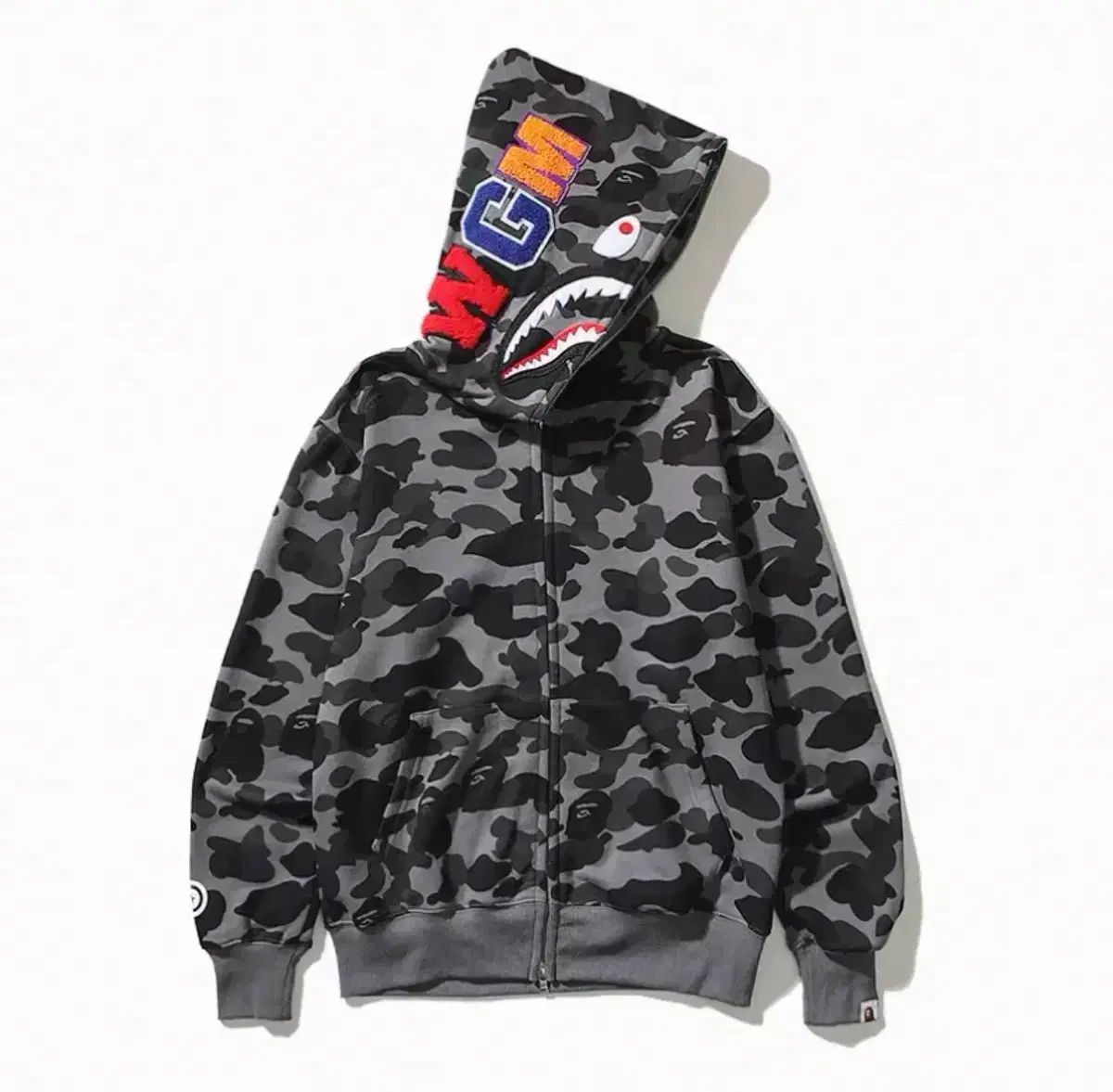 BAPE シャーク フーディー グレー カモ