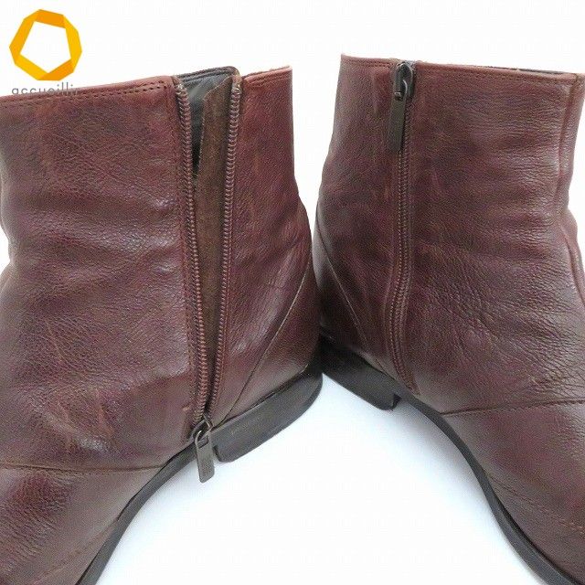  ans ヒューゴボス ブーツ 7 1|2 茶 サイドジップ シンプル イタリア製 メンズ 912361 その他 ブーツ 革靴