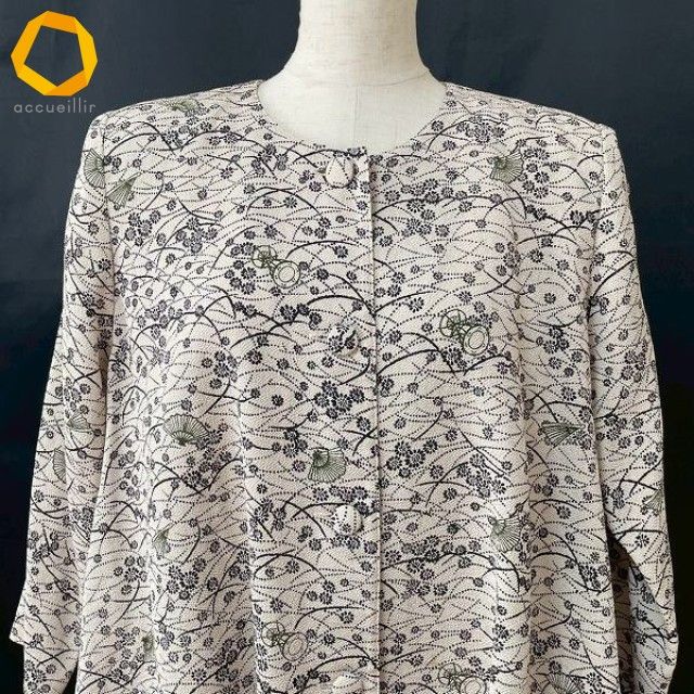 美品】詩仙堂　ヒトシタムラ　日本製　シセンドウ　上着　羽織り　アンサンブル シセンドウ 詩仙堂 HITOSHI TAMURA ちりめん 縮緬 レイヤード ロング