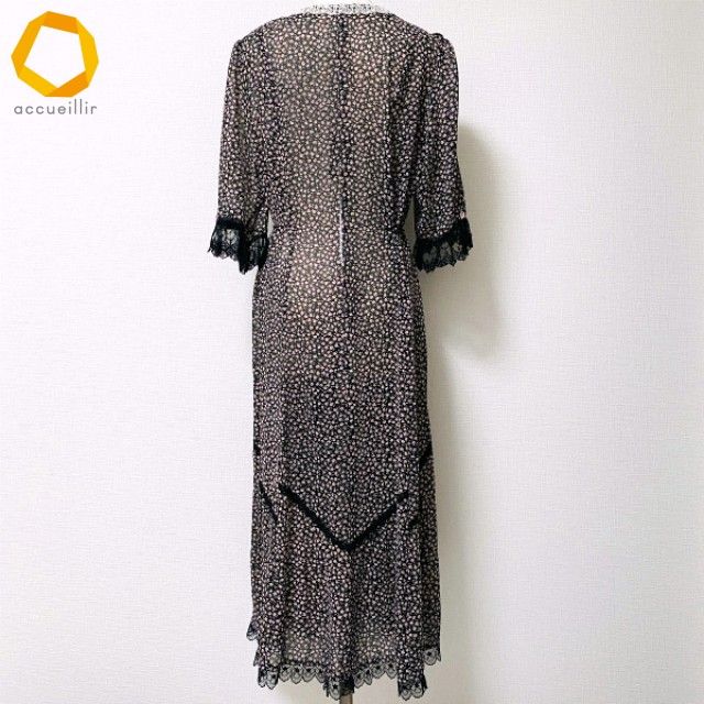 anc ヘッポコセンセイ へっぽこ先生 ワンピース 黒 ピンク 緑 花柄 レース 刺繍 シースルー レディース 969619