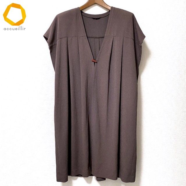 snc シセンドウ 詩仙堂 ヒトシタムラ ベスト ジレ 茶系 カーディガン ちりめん ロング 無地 レディース 975148