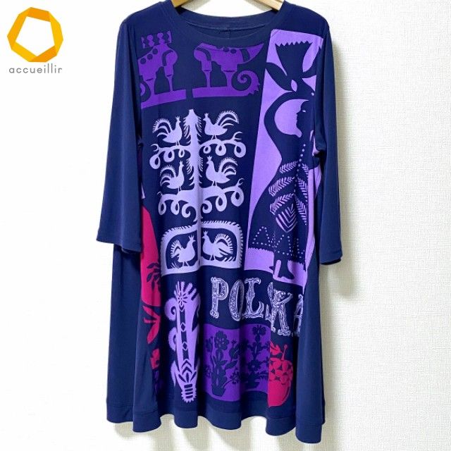 axc トクコ TOKUKO 1 erVOL チュニック 9 紺 紫系 ロゴ 鳥 レディース 984301