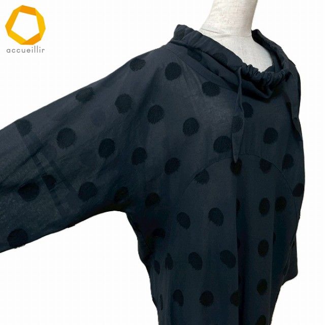 anc ジウセンソユニコ 慈雨 Sensounico ワンピース 40 黒 ドット 水玉