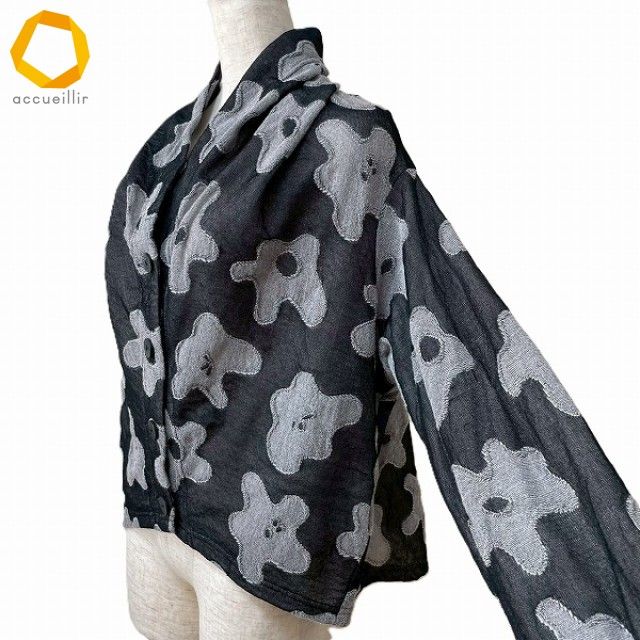 anc ジウセンソユニコ 慈雨 Sensounico カーディガン 40 黒 グレー 花