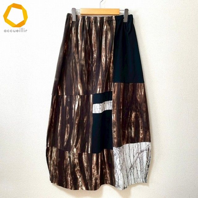 anc モユルセンソユニコ 萌 sensounico スカート 黒 こげ茶 タイダイ柄