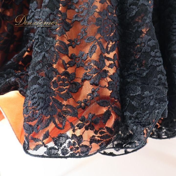 社交ダンス 衣装 チャコット Chacott スタンダードドレス ドレス ワンピース 黒 フロート レース デモ 競技 発表会 パーティ ブラック系 フリル スカート おしゃれ 可愛い フェミニン エレガント ダンスパフォーマンス デモンストレーション