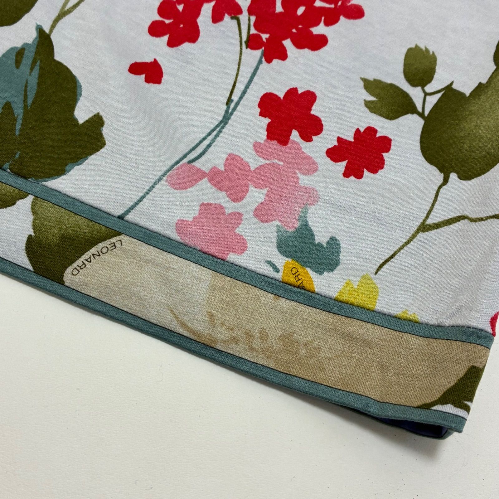 LEONARD レオナール☆タンクトップ コットン100% M グレー 花柄 トリム