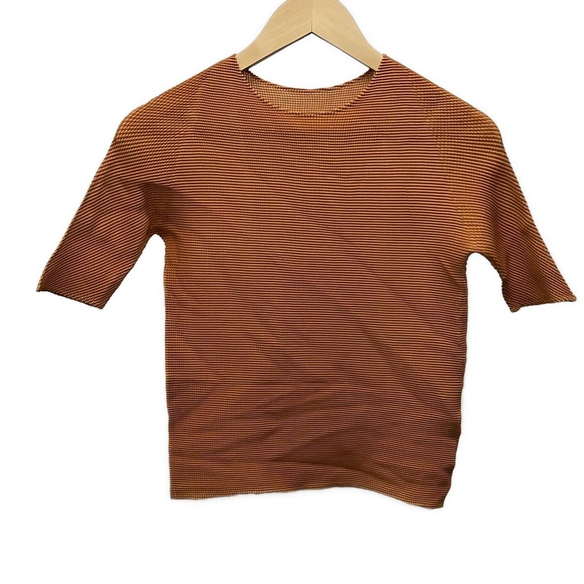 イッセイミヤケ 半袖カットソー サイズ3 L レディース ブラウン プリーツ
