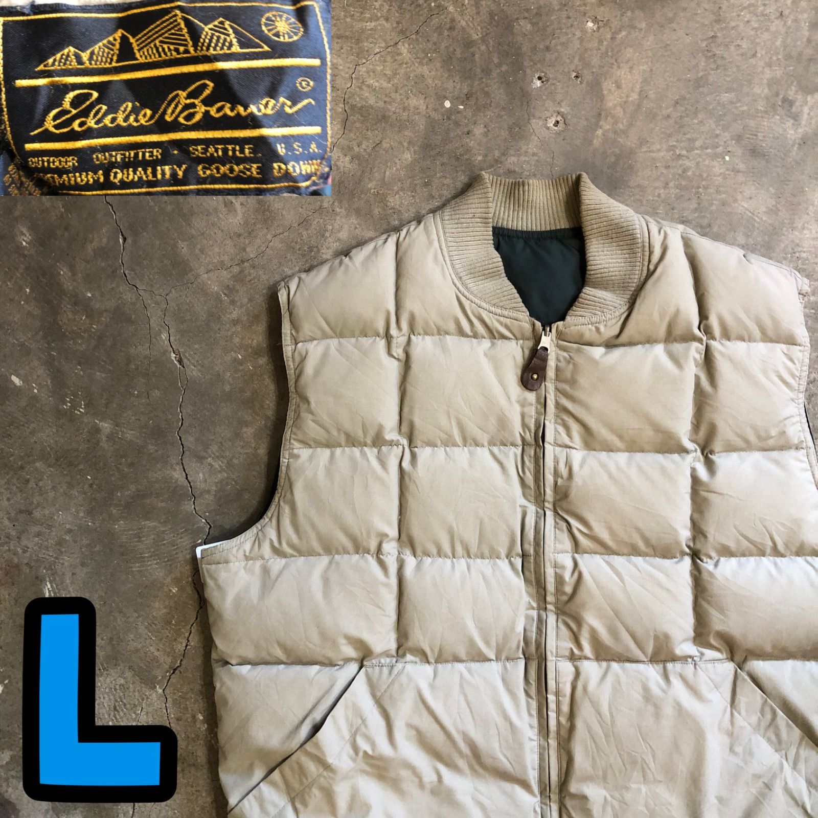 T 7274 Eddie Bauer ダウンベスト 80 s リバーシブル
